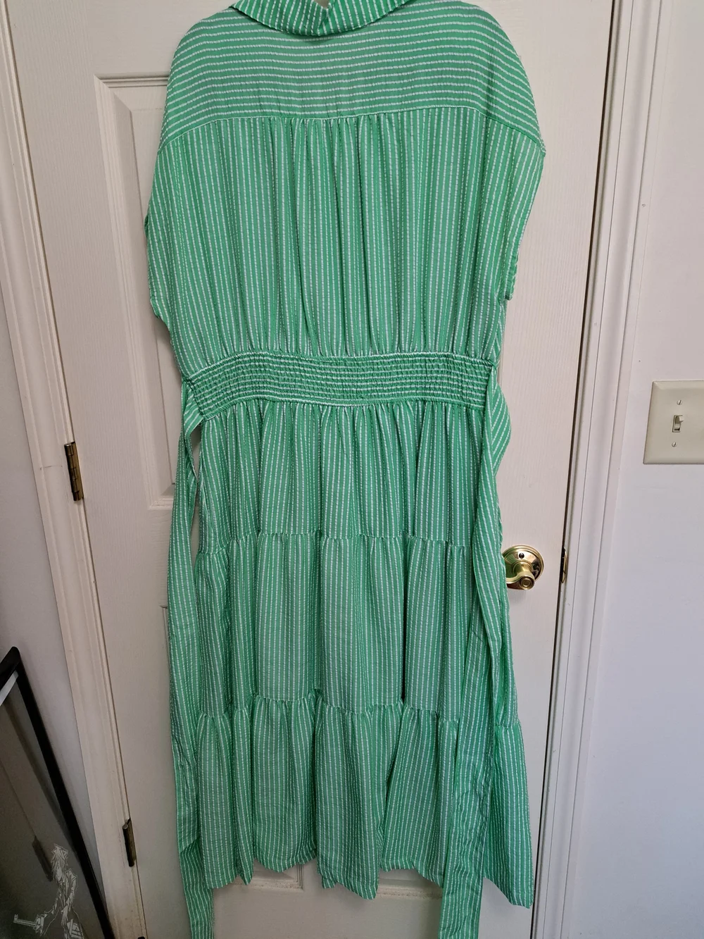 Danny & Nicole Green Striped Tiered Maxi Dress - Picture 2 of 4